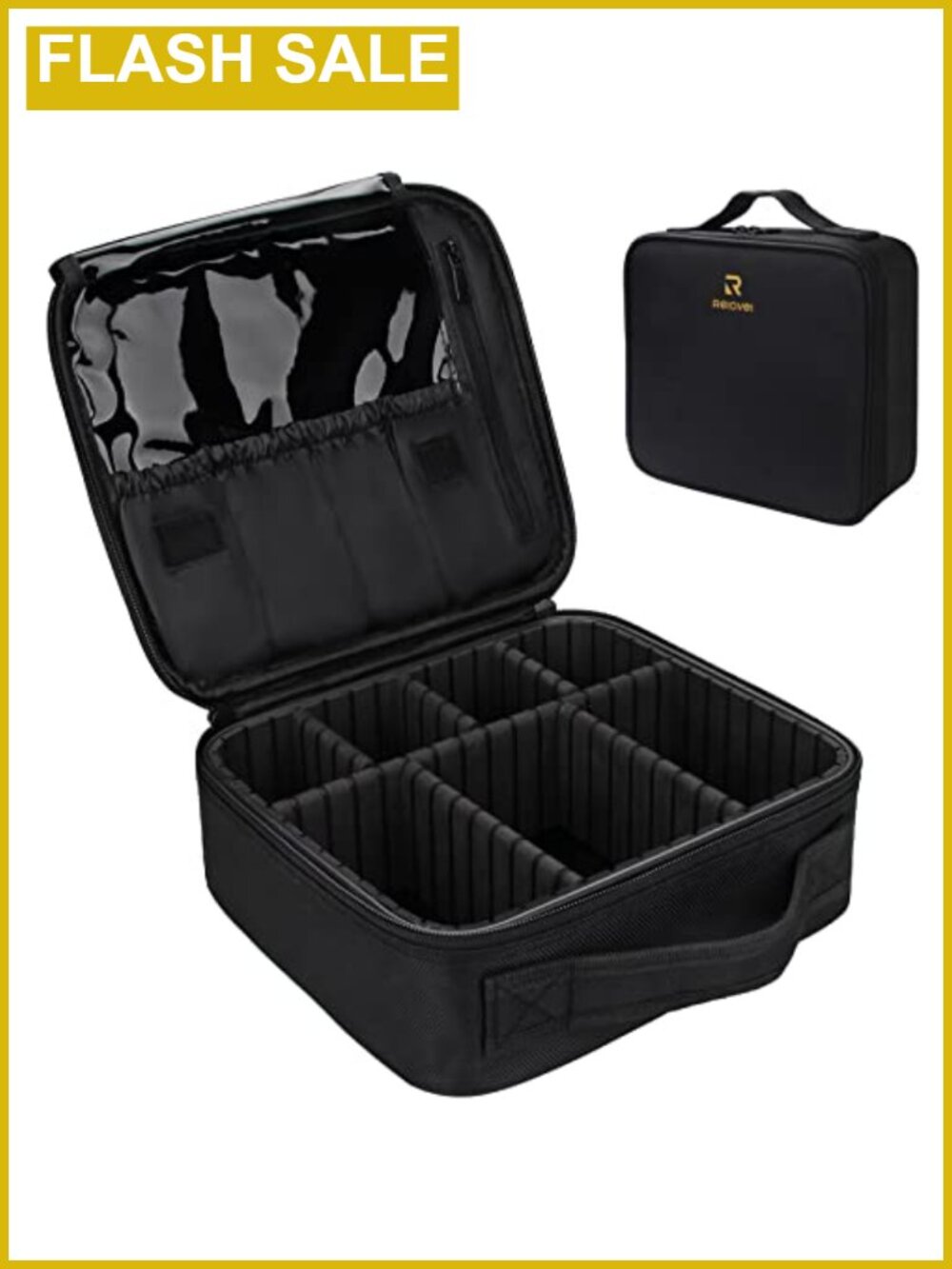 Large Travel Makeup Train Case Organizer with Adjustable Dividers Oxford Fabric